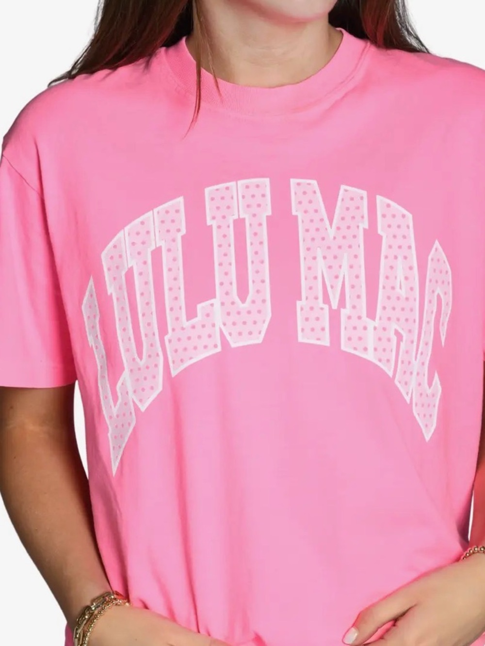 LULU MAC Neon Pink Tee Shirt NEW
